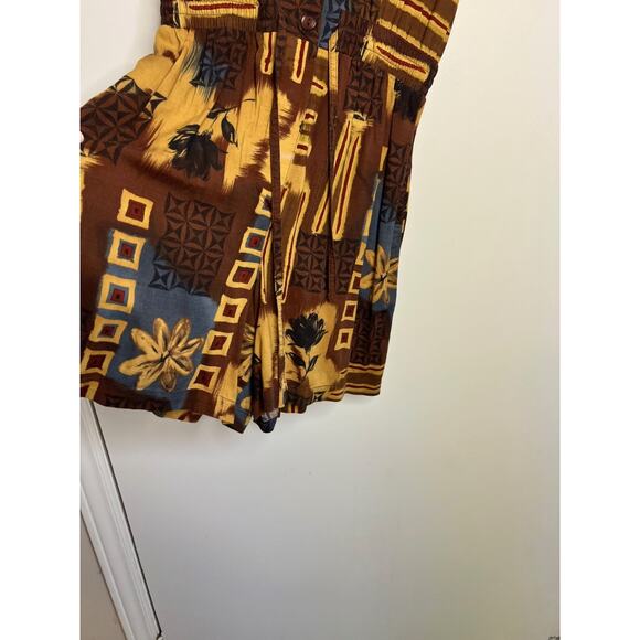 Vintage 80's DPS Petite Shorts Romper Playsuit Sz SM Brown,Tan,Black - Picture 2 of 9